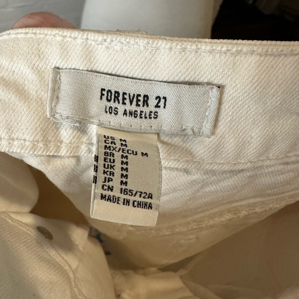 Forever 21 White Denim Distressed Edge Mini Skirt - Picture 14 of 14